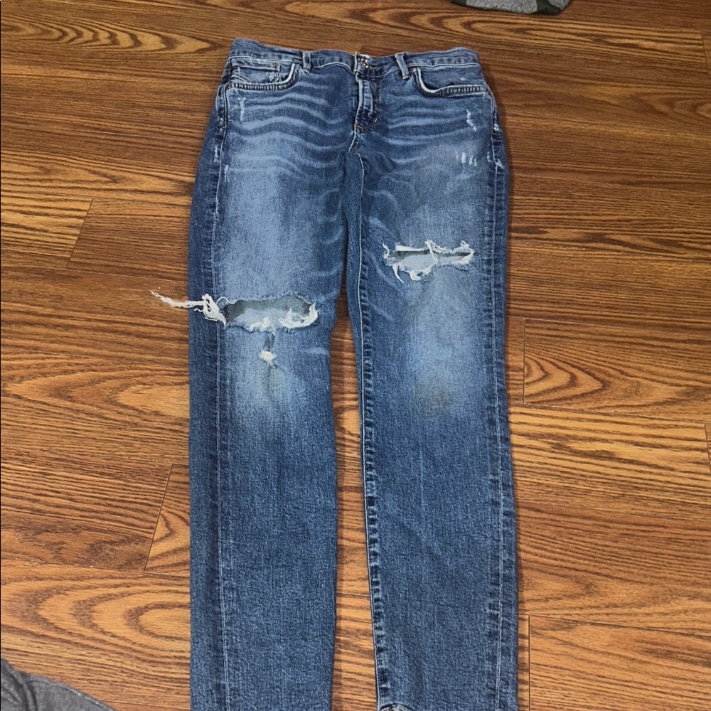Agolde Sophie Crop‎ Denim Spell Skinny Blue Jeans Distressed Women's 27